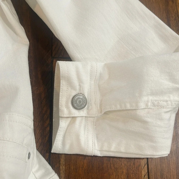 OSO Casuals Off White Denim Zip Front Jean Jacket Size Small - Picture 6 of 13